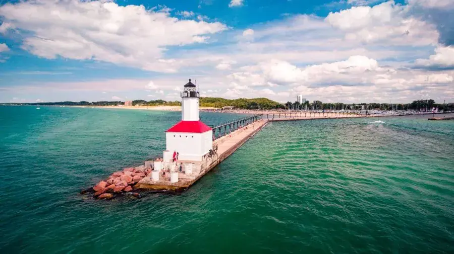 Michigan City Pier on Lake Michigan — 15 minutes from The Old Ruth executive housing